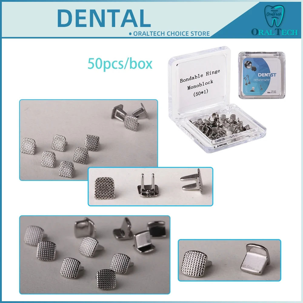 50 teile/schachtel Dental Zunge Temers Biss Opener Kieferorthopädische Lingual Tasten Metall Bondable Mesh Basis Zahnmedizin Zubehör Materialien