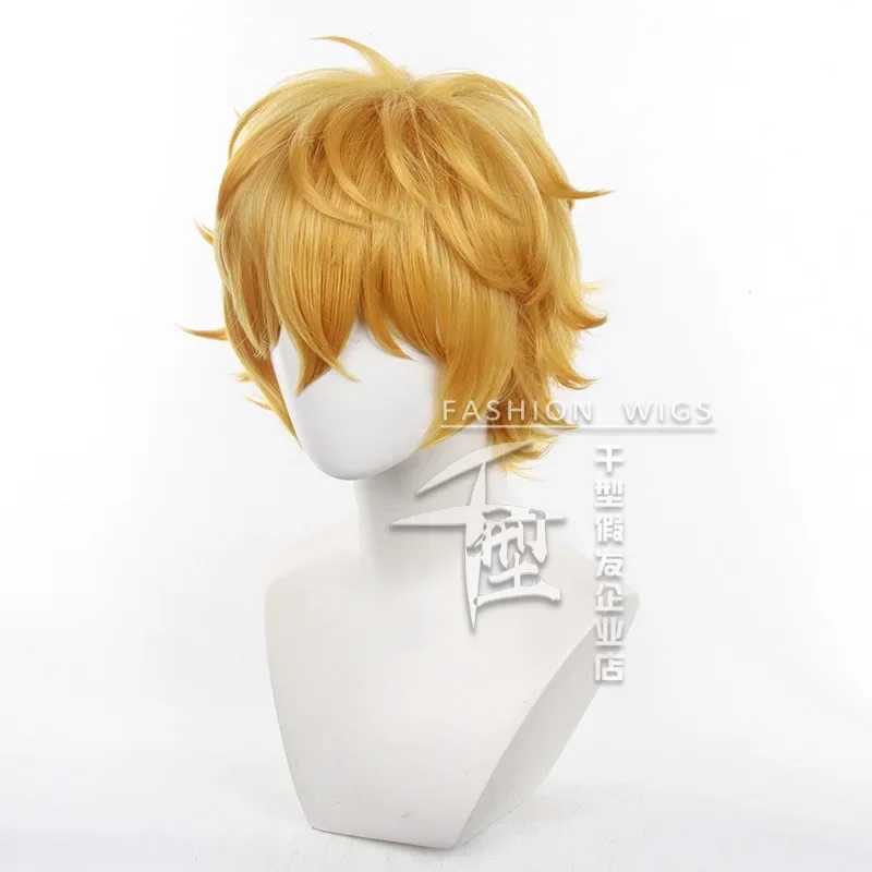 Anime Wind Breaker Akihiko Nirei Cosplay Wig Yellow Hair Anime Bofurin's Vaisravana Unit Heat-resistant Fiber Hair Rose Net