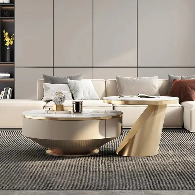 Effect Marble Nordic Coffee Tables Modern Aesthetic Premium Luxury Metal Side Table Storage Unique Stoliki Kawowe Home Furniture