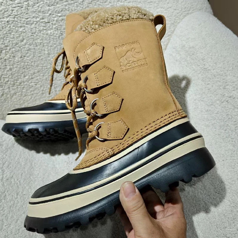 Bottes de neige imperméables d'hiver, bottes de Ski de randonnée en plein air, doublure polaire chaude et épaisse, confortables, antidérapantes, mi-mollet, à lacets, pour Couples