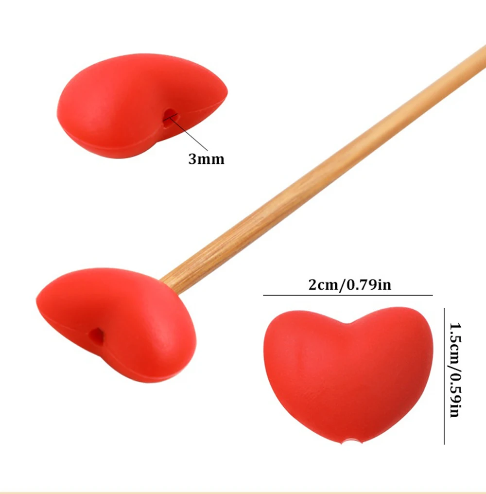 6pcs Knitting Needle Point Protectors Point Needle Stoppers Heart Shaped Stitches Stoppers Needle Caps Knitting Accessories