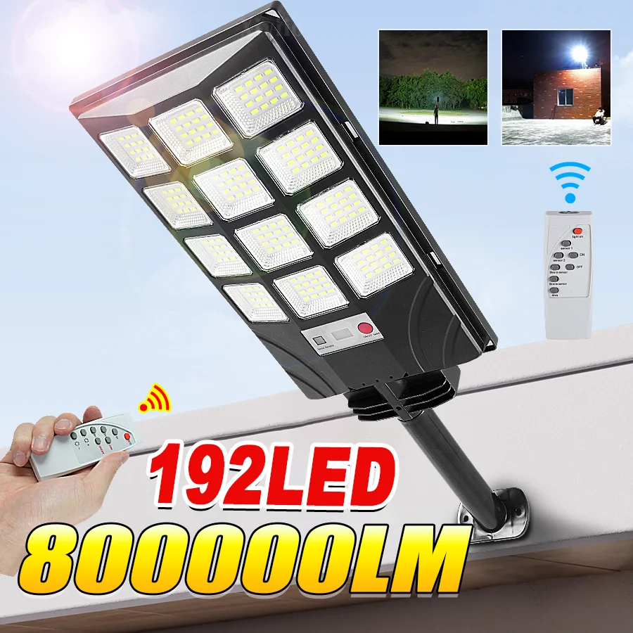 

800000LM Solar Outdoor Wall Light Body Waterproof 192LED Induction Suitable for Garden Patio Garage Yard and Street Lighting