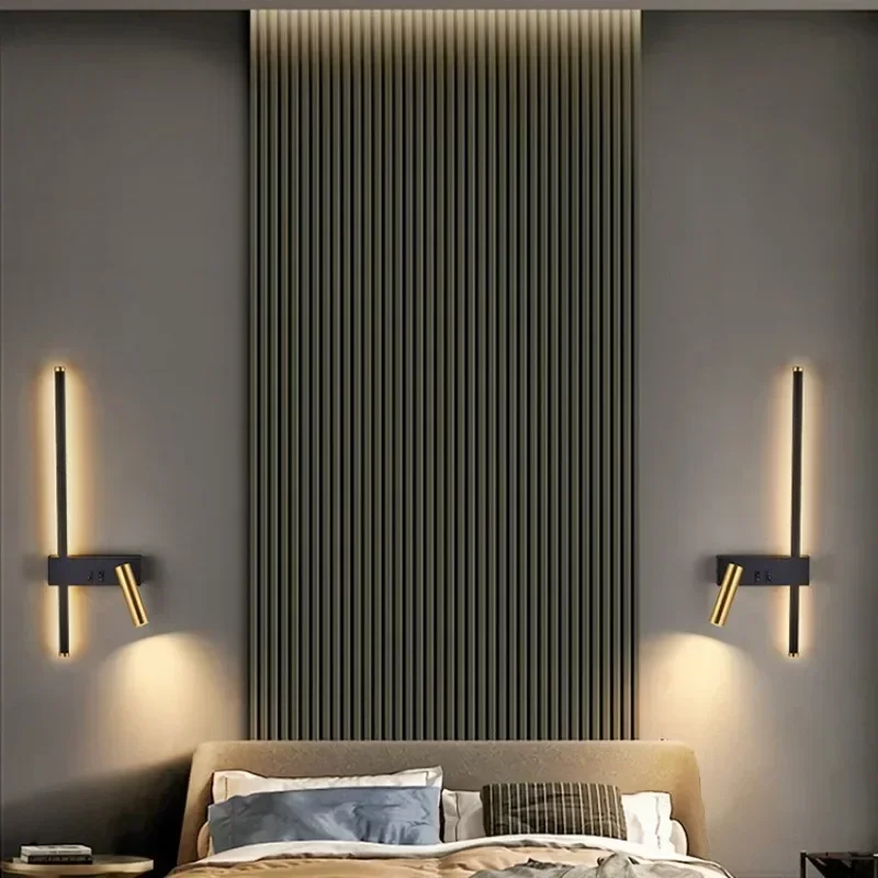 Wall Lamp Home Room Decoration Composite Minimalist Strip LED Lights Modern Living Background Adjustable Angl Art Spot Light