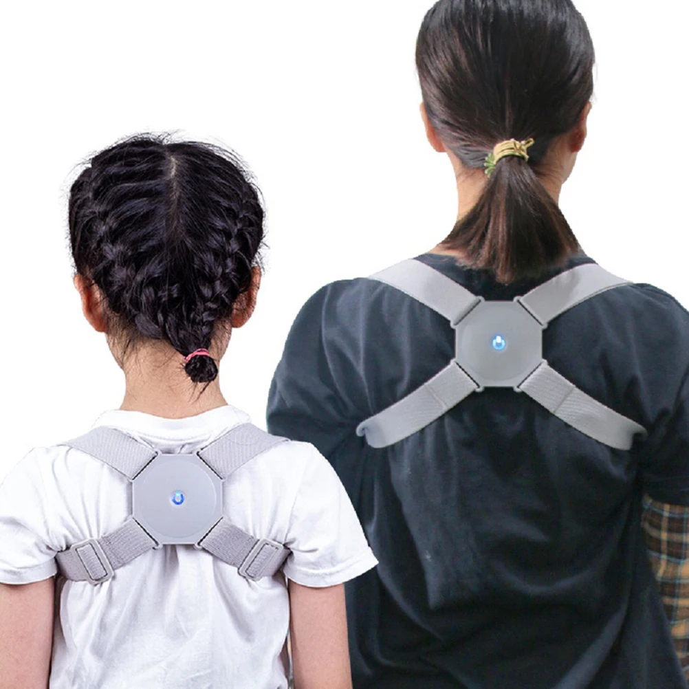 

Умный корректор осанки, серый, средний размер, регулируемый бандаж для верхней части спины, USB перезаряжаемый пояс для оповещения о вибрации