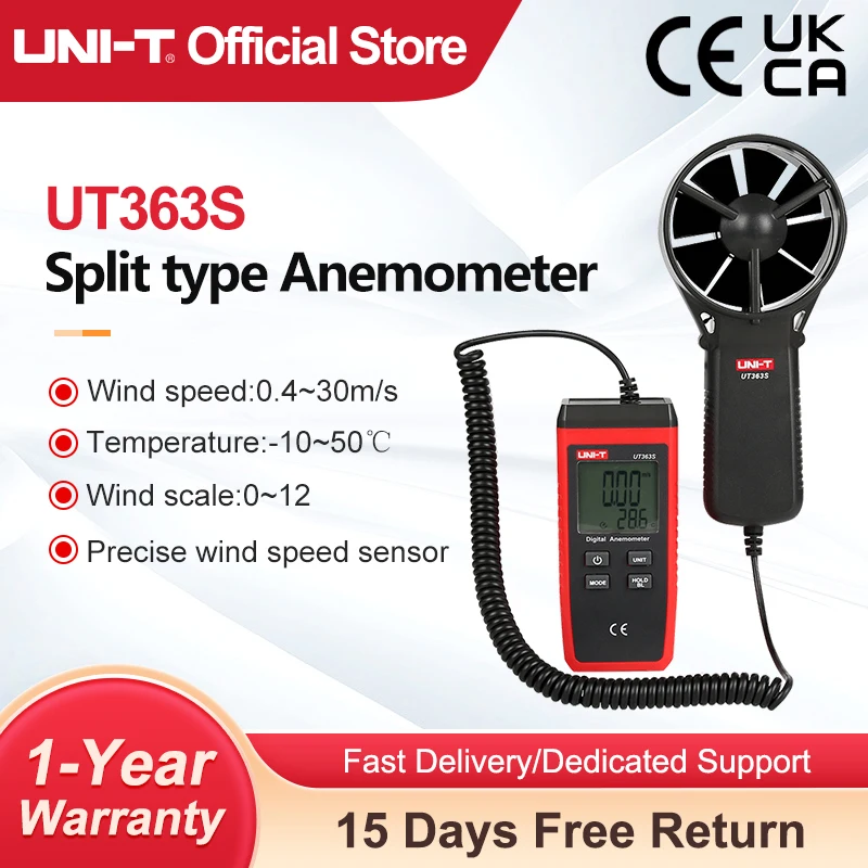 UNI-T UT363S Mini anemometr prędkość wiatru Tester temperatury wyświetlacz LCD prędkość przepływu powietrza MAX/AVG pomiar poziom wiatru 1 ~ 12