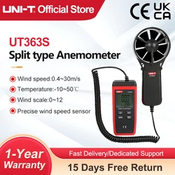 UNI-T Mini Anemômetro, Velocidade do Vento, Testador de Temperatura, Display LCD, Fluxo de Ar, Max, Medição AVG, Nível de Vento 1-12, UT363S