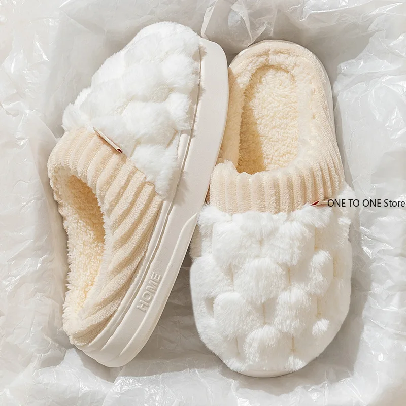 

Wholesale Cotton Slippers for Women Spring Autumn Winter Indoor Anti Slip Home Warm Home Winter Fur Plush Couple Men Slippers