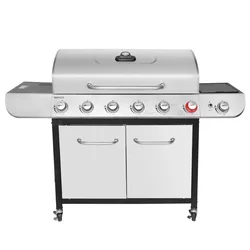 Classic 6-Burner 71000-BTU LP Gas Grill with Sear Burner and Side Burner, Stainless Steel