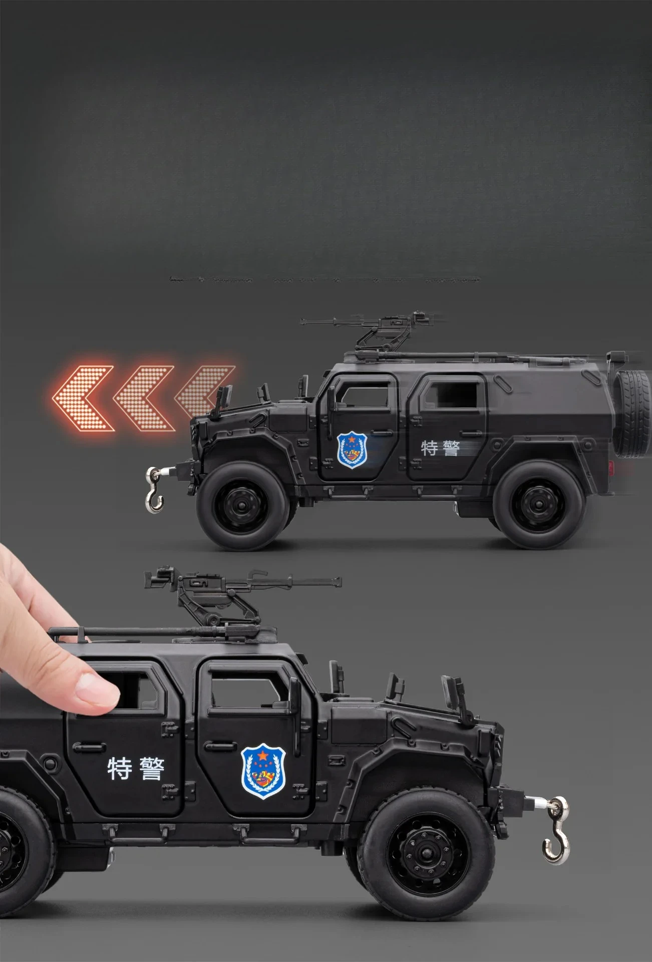 1:32 Warriors Armored Police Car Alloy Car Model Pull Back Sound and Light Sound Effects Boy Toys Diecast Alloy Car Model view 6