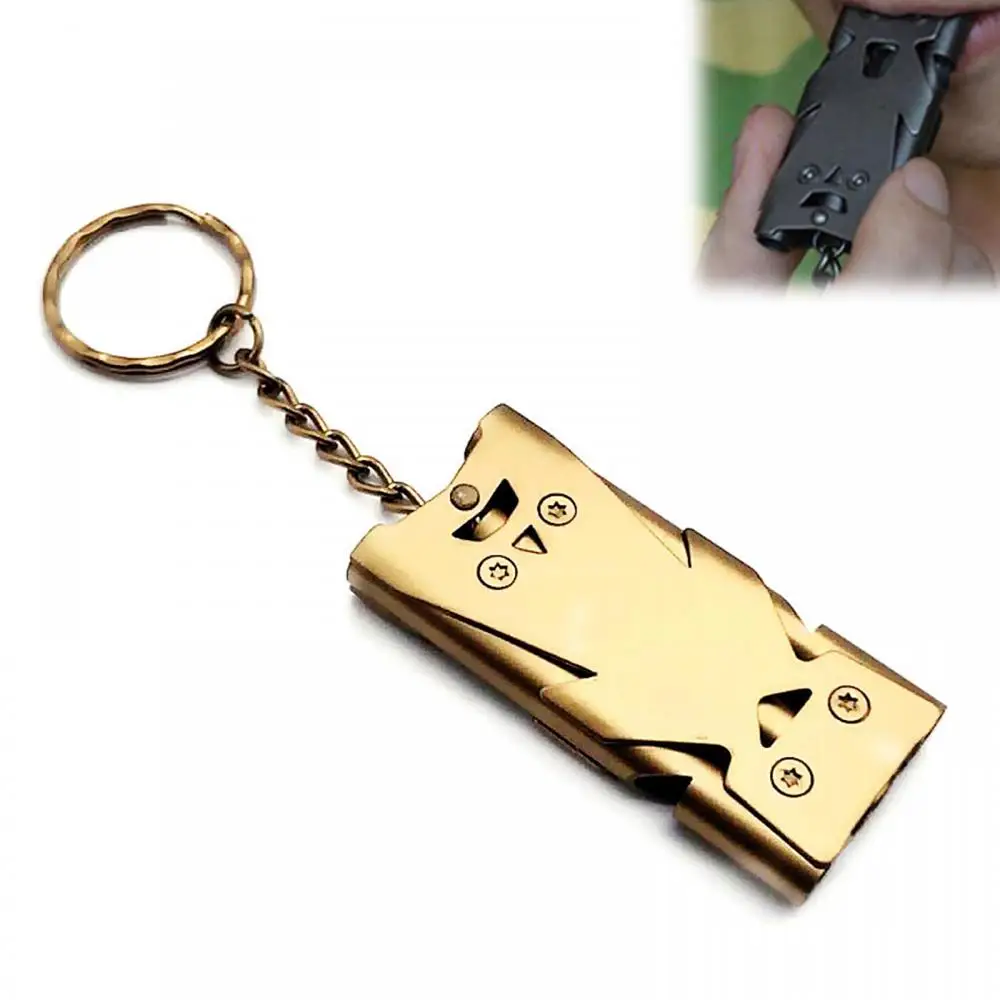 

Double Pipe Whistle Pendant Keychain High Decibel Outdoor Survival Emergency Whistle Camping Tool Multifunction Whistle