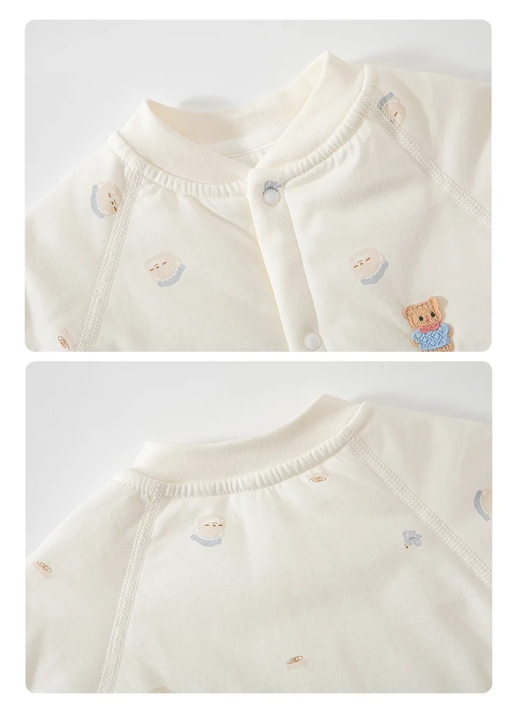 Herbstlicher Casual-Baby-Body mit Blumenmuster, Langarm-Jumpsuit für Jungen und Mädchen, Gefütterter Warmer Einteiler für Säuglinge – Detail 6