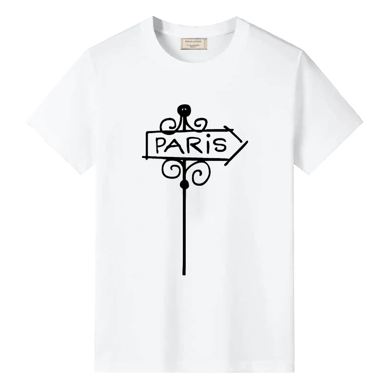 

Летняя женская повседневная футболка с принтом Парижских букв, женские роскошные удобные футболки с коротким рукавом из 100% хлопка, женские мягкие футболки