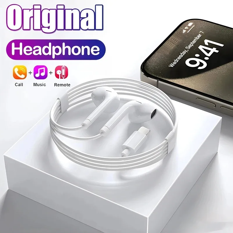 Original Headphones For Apple iPhone 14 13 12 11 Pro Max Wired Earphones X XS XR 7 8 6 Lightning Bluetooth Earplugs Accessories