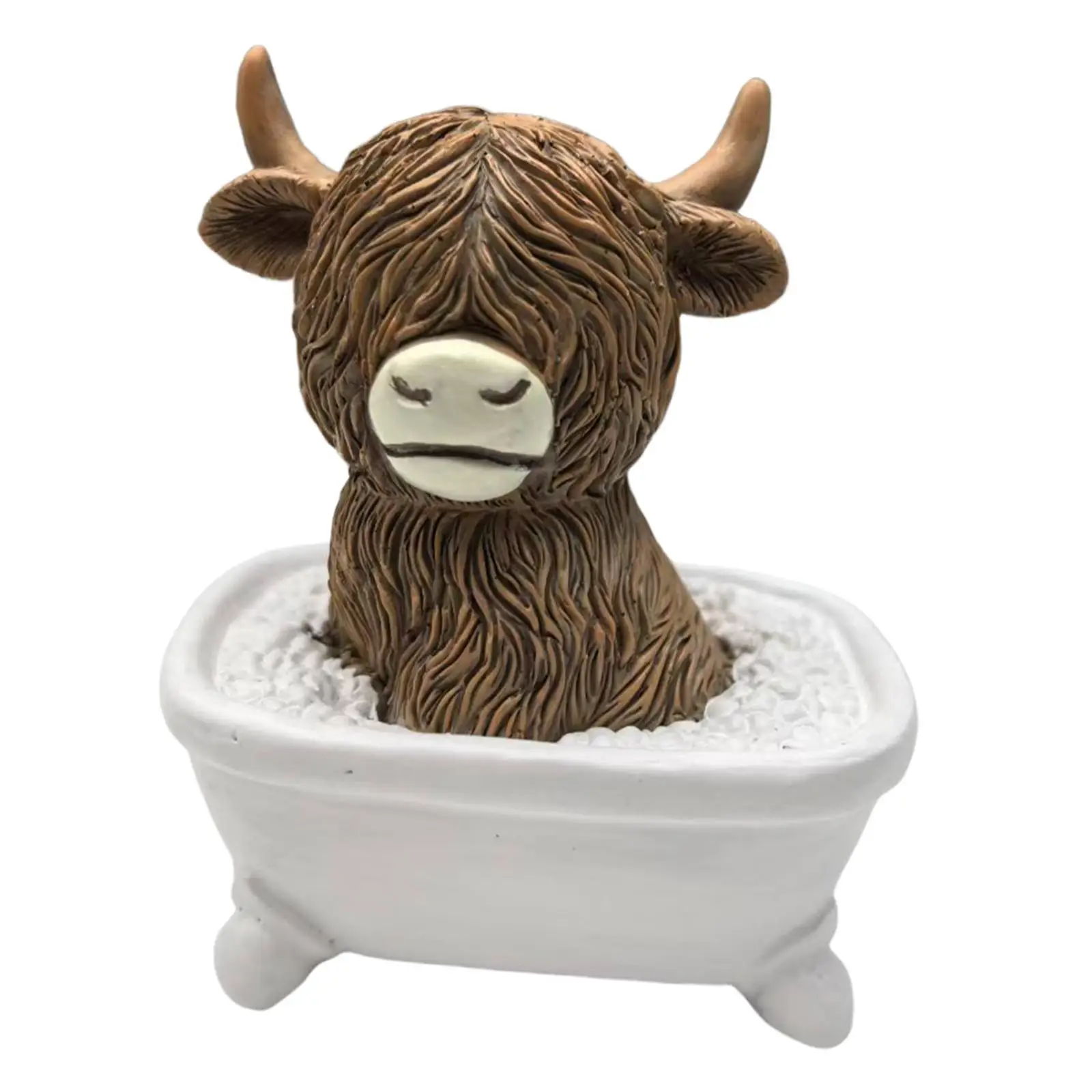 Resin Highland Cow Bathroom Decor Cute Desktop Figurine Gnome Style Room Ornaments for Living Room Shelf