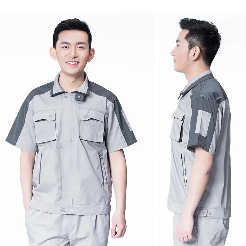 Unisex Summer Workshop Short Sleeves Workplace Work Clothes Overalls Worker Clothing Workwear Uniform Can be Customized Logo