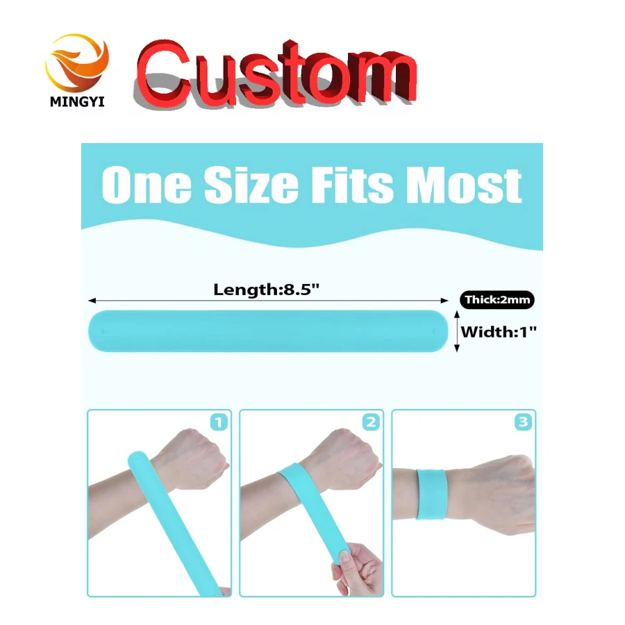 20 pezzi MINGYI Braccialetti schiaffo in silicone personalizzati Braccialetti in gomma personalizzati Fascia schiaffo per eventi di bomboniere