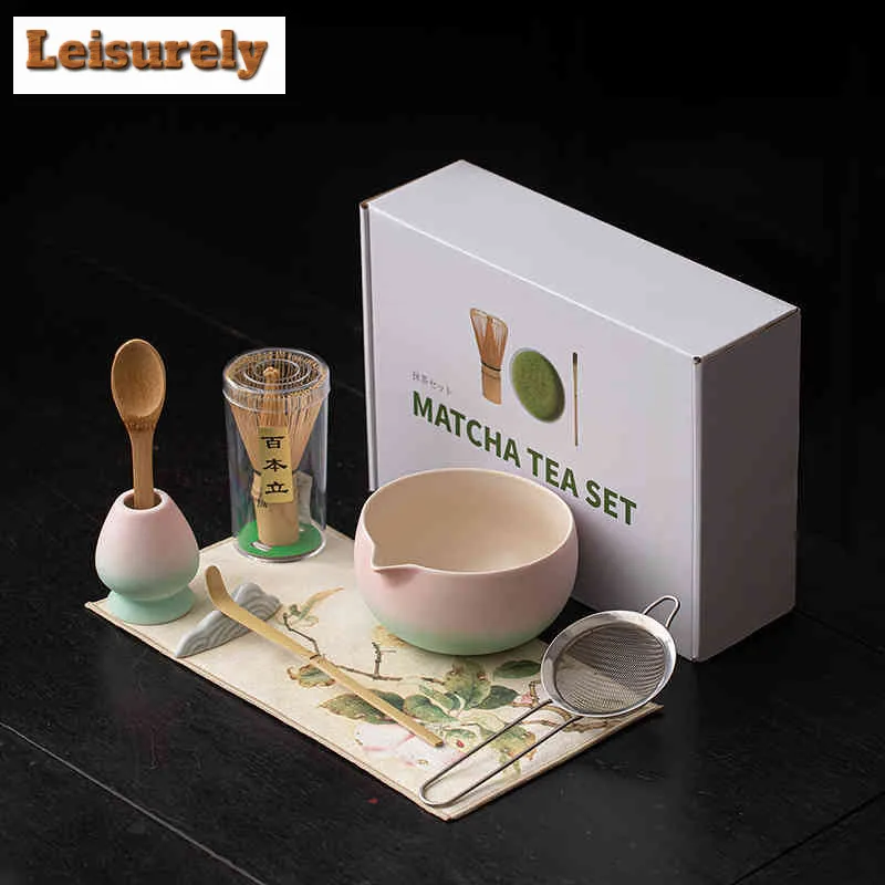 

7 шт./компл. градиентный розовый зеленый керамический чайный сервиз, полный набор, японский набор матча, набор, держатель для чая, инструменты для заказа чая для любителей чая