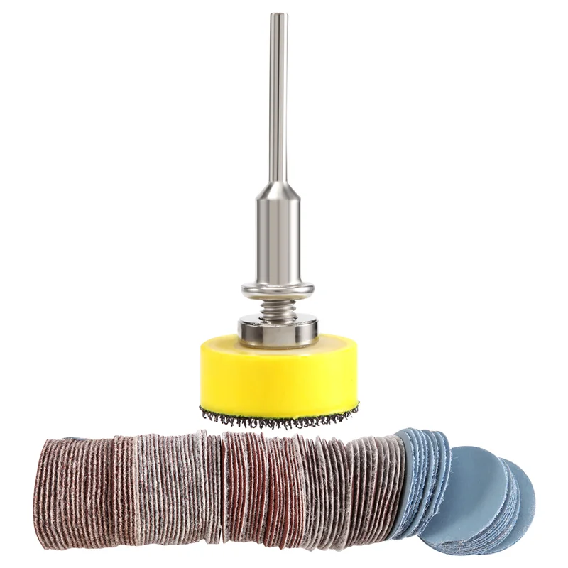 AC88-100Pcs 25Mm 1 Inch Sander Disc Sanding Disk 100-3000 Grit Paper With 1Inch Abrasive Polish Pad Plate + 1/8 Inch Shank For D