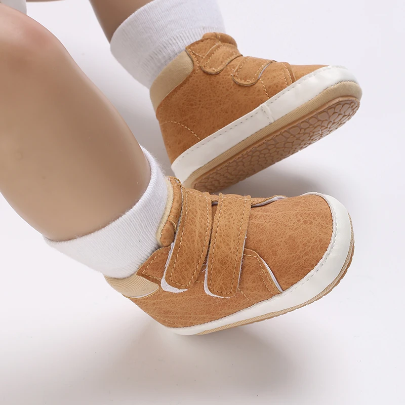 Sepatu bayi laki-laki, sneaker olahraga kasual PU sol anti slip bayi 0-18 langkah pertama berjalan