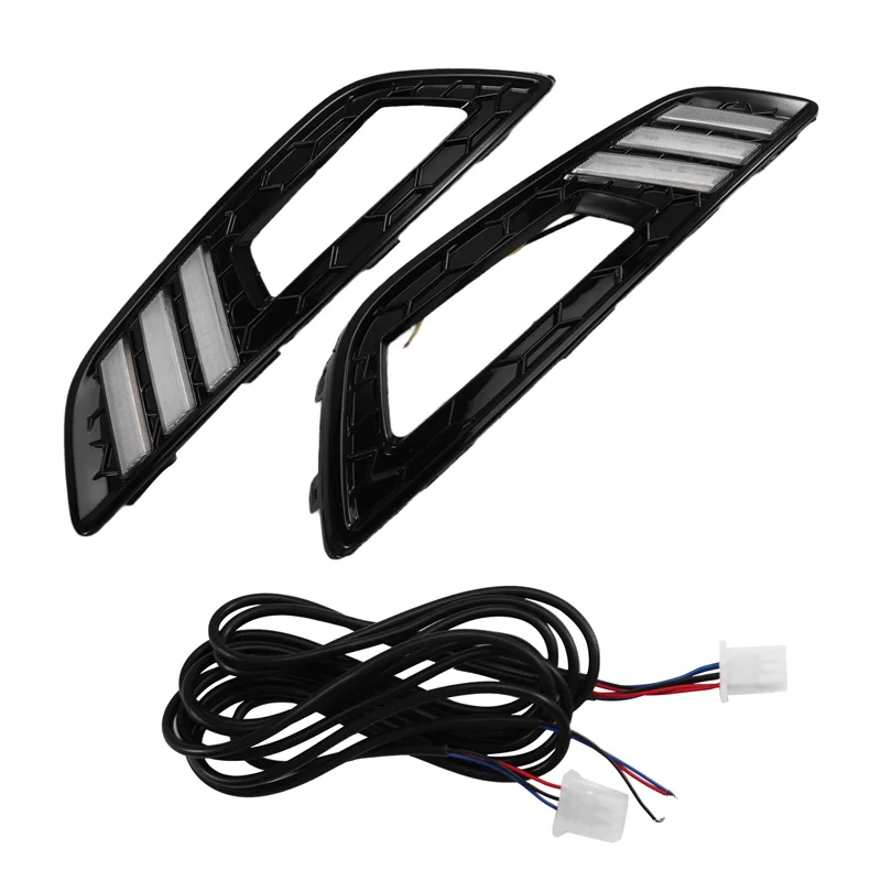 

1 Pair Car LED Daytime Running Light Yellow Turn Signal Function DRL Fog Lamp Cover For Ford Focus 3 MK3 2015 - 2018