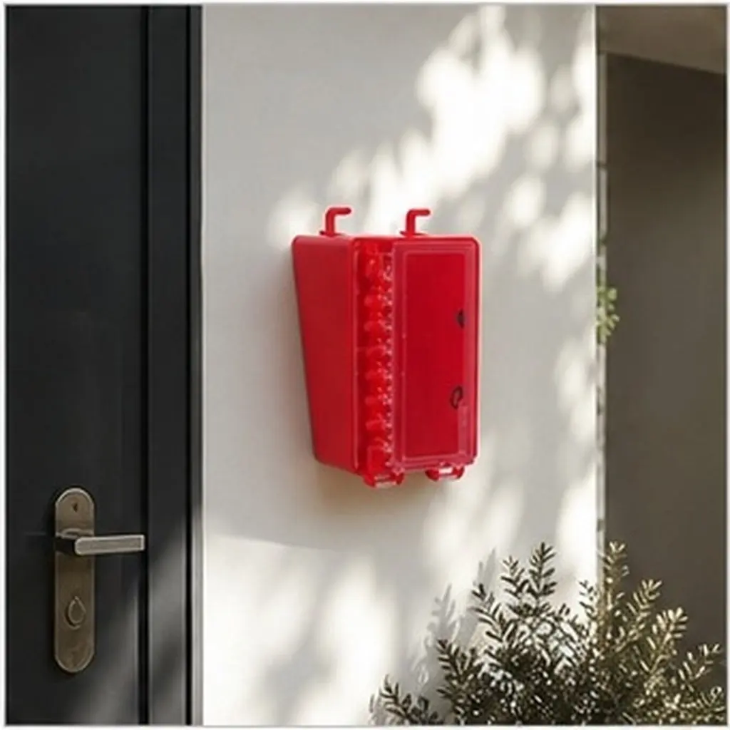 Red Wall Mounted Key Lock Box Portable Lockout Tagout Box 8 Slots Clear Padlock Outdoor Security