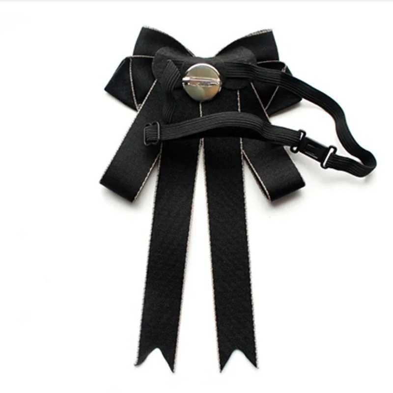 Broche de pajarita de cristal británico Retro para mujer y niña, moda coreana, estilo universitario, cuello de camisa, flor, cinta hecha a mano,