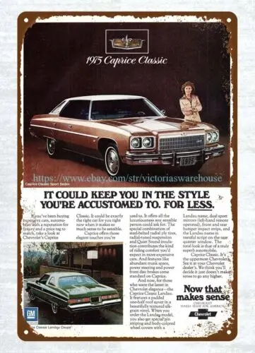 1975 autos Caprice Classic Sport Sedan metal tin sign lodge cafe art