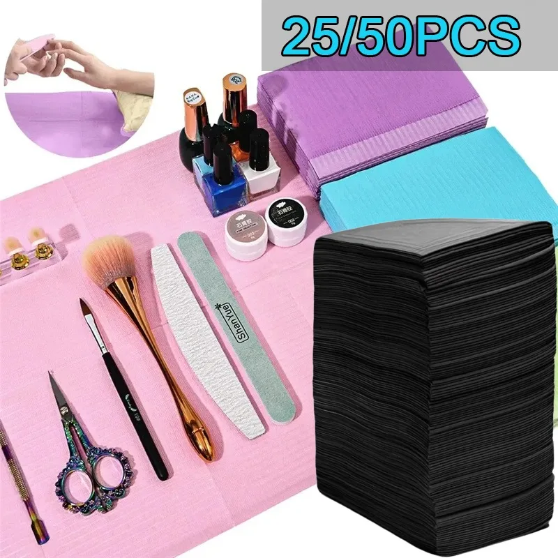 25-125Pcs Nail Cleaning Table Mats Disposable Nail Art Mat Waterproof Tablecloth for Manicures Pedicures Paper Sheets Nail Tools