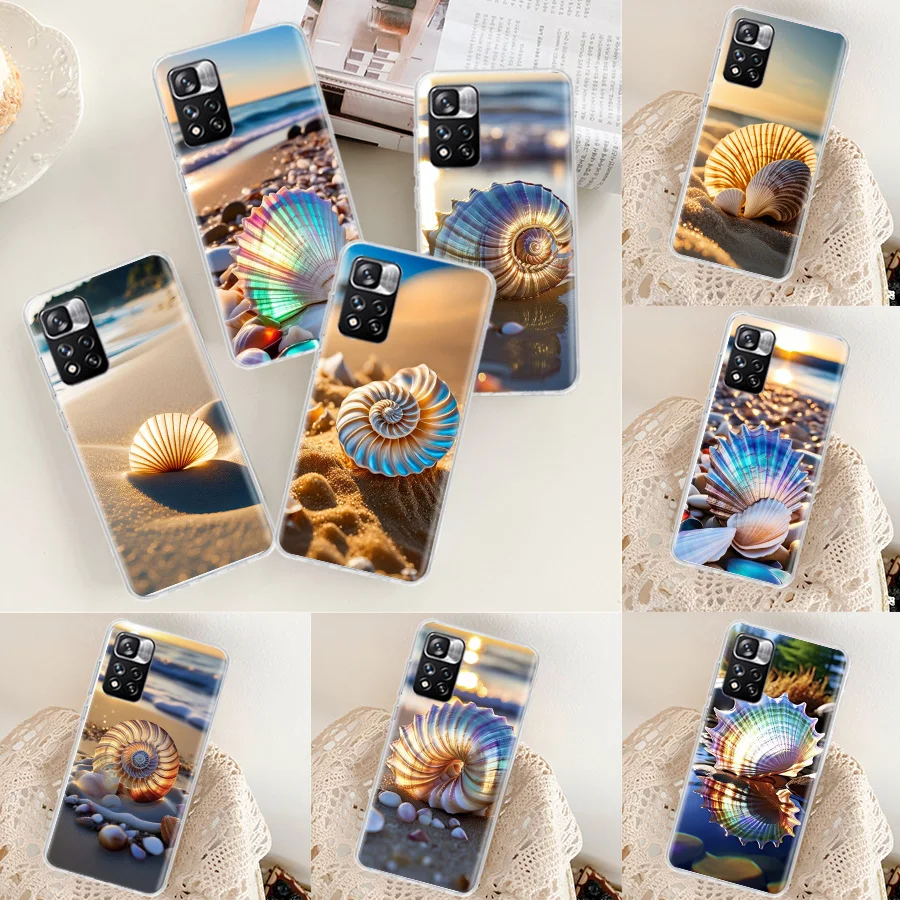 Gleaming Shells Gracing the Sand Phone Case For Xiaomi Mi 12 10 Lite 12X 12T 13 5G 11T 10T Pro 11i 11 Ultra 9 8 6X 5X Capa Coque