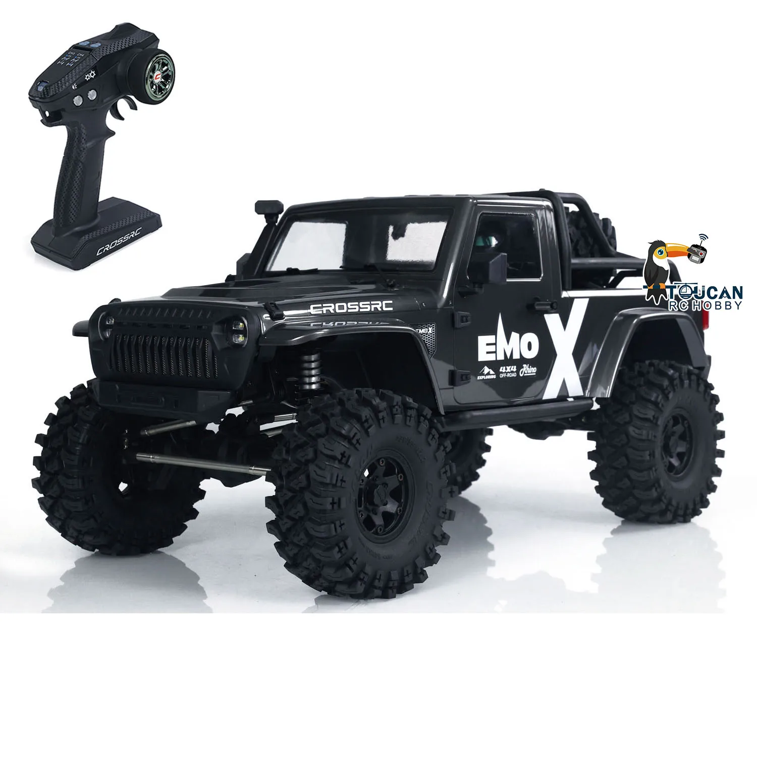 CROSSRC 1/8 4WD RC Crawler Climbing Car 4X4  EMO X Model Remote Control Two-speed Off-road Vehicles with Light System Motor Toy