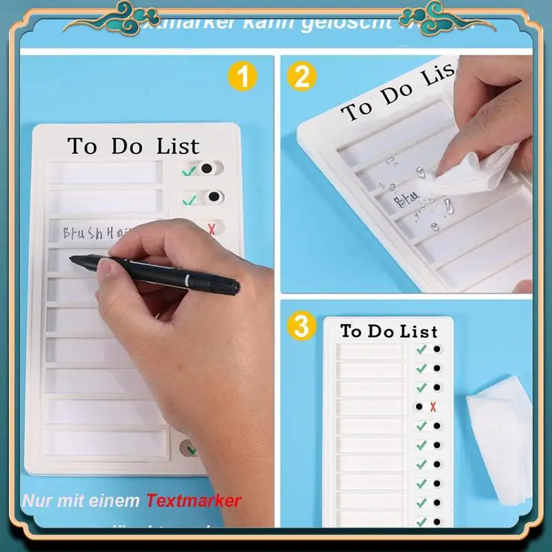 (Novo)-4 unidades de placa de lista de memorando apagável a seco, gráfico de tarefas, placa de lista RV com 10 papel apagável a seco