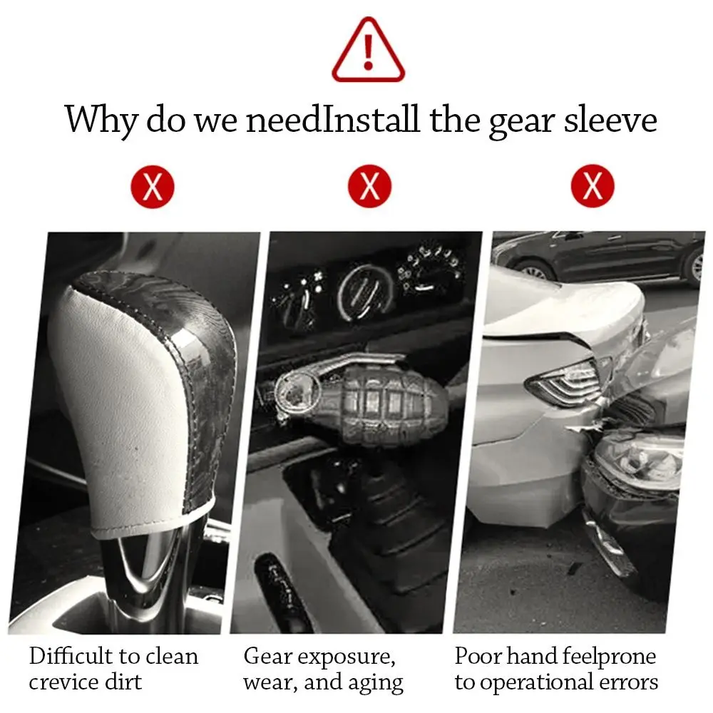 

Non-Slip Car Shift Handle Cover Wear-resistant Adjustable Shift Knob Cover Delicate Leather Car Interior Accessories for Car