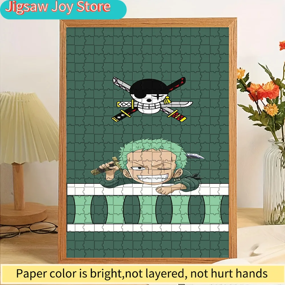 

Anime One Piece Roronoa Zoro Chibi Winking Pose Swordsman Jolly Roger Green Background Paper Puzzle, Premium High Definition Viv
