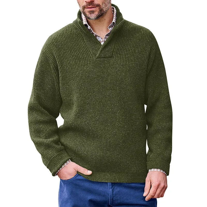 Loose Fit Outerwear Cross-border Men's Solid Color Knitted Long Sleeved Simple and Casual Autumn and Winter