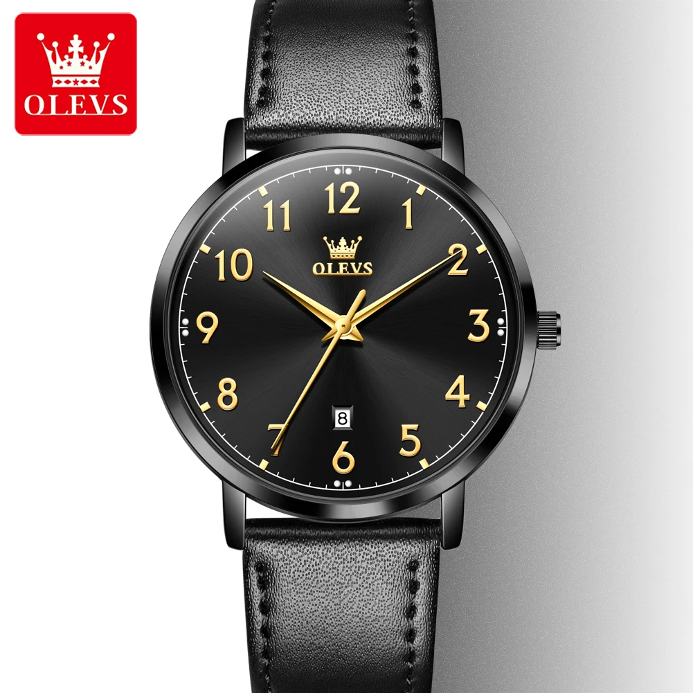 OLEVS Brand Classic Men's Watch Quartz Leather Strap Date Man Wristwatches Business Casual Watches for Men Relogios Masculino