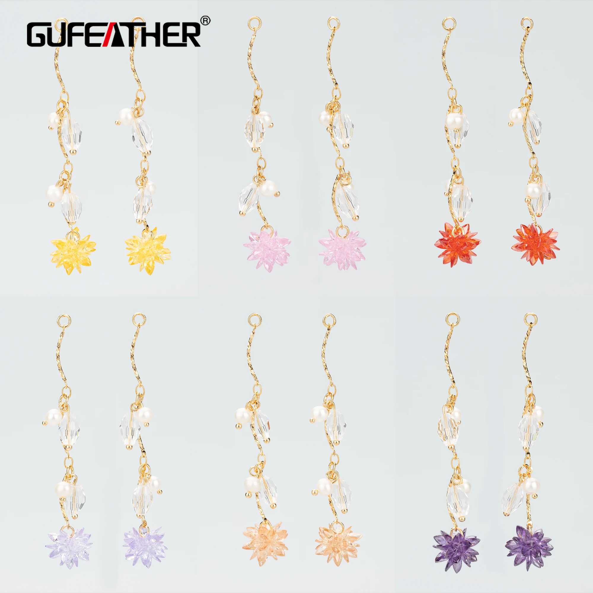 GUFEATHER MC38,jewelry accessories,18k gold plated,copper,glass,pearl,charms,hand made,jewelry making,diy pendants,2pcs/lot