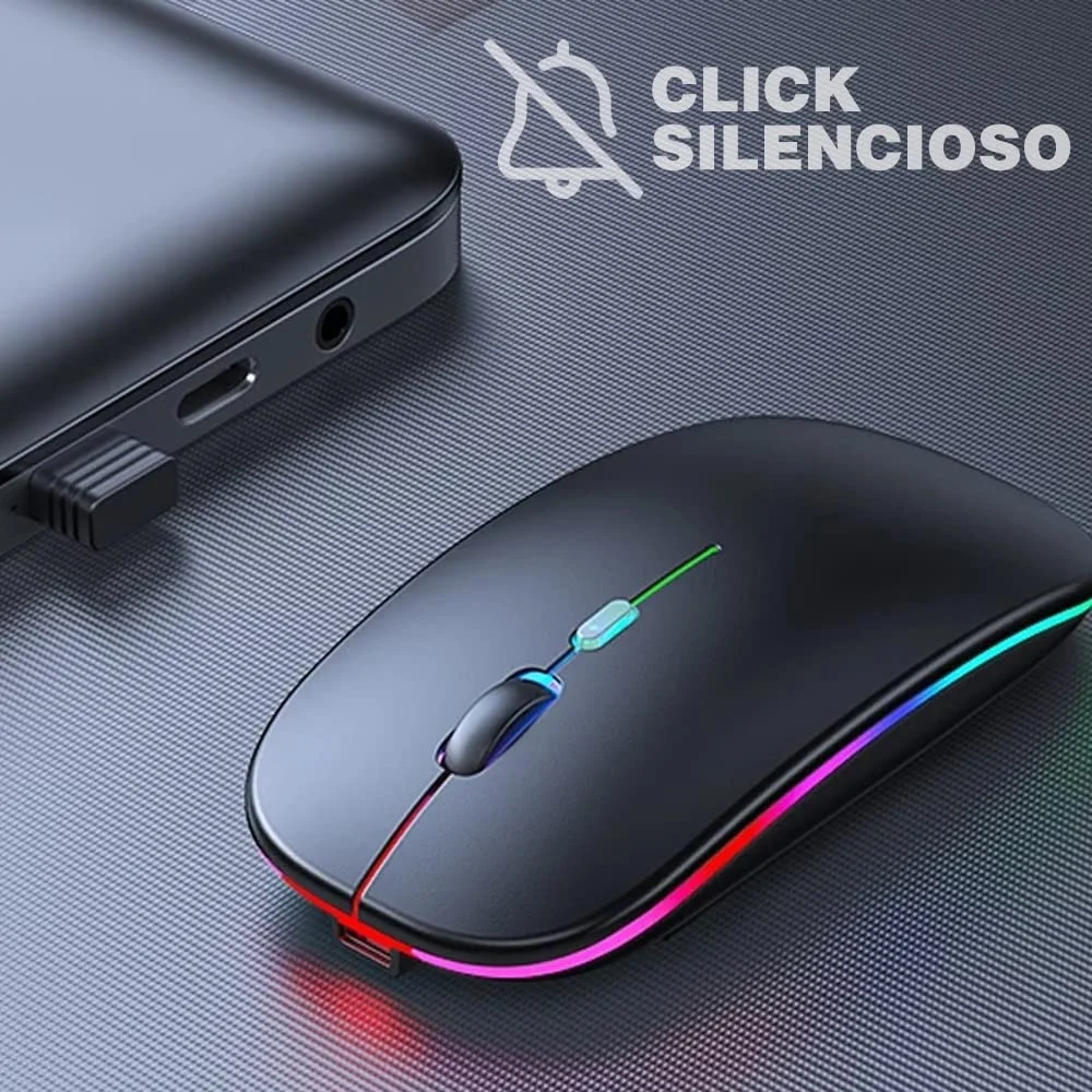 Mouse Sem Fio Para Notebook Recarregável Led Rgb