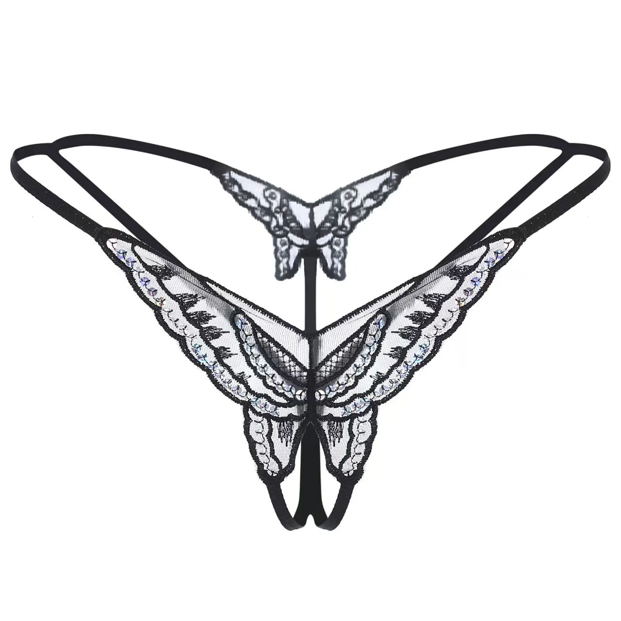 Woman Transparent Underwear Sexy Lingerie Micro Bikinis Porn Lingerie Sex Set Crothless Lace Bow Underwear Erotic Stockings image 5