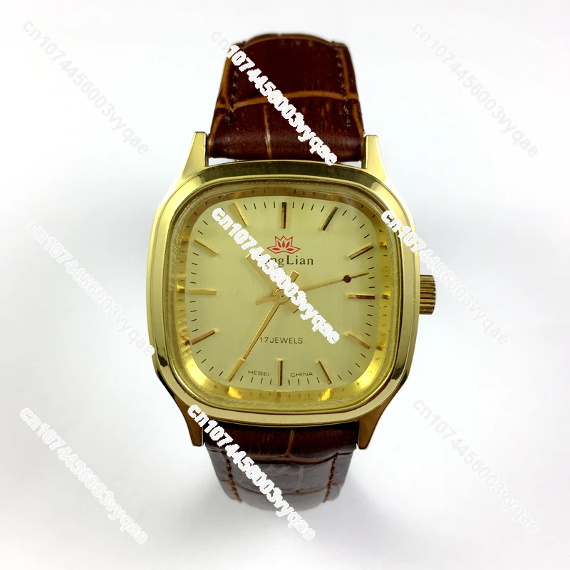 Watch factory produced manual machinery, square yellow shell yellow surface