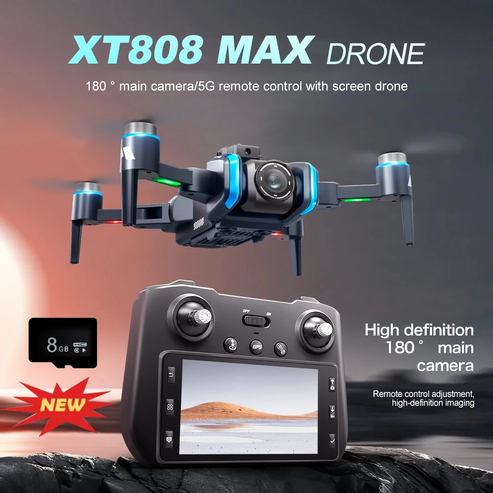 2025 nuevo drone XT808 pantalla aérea control remoto cuadricóptero GPS retorno sin escobillas evitación de obstáculos drone