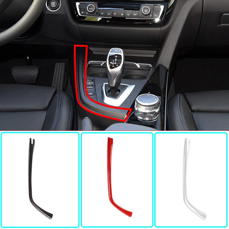 ABS Carbon Fiber/Chrome Center Console Gear L-shaped Side Trim For BMW 3 Series GT 4 Series F30 F35 320i 2013-19 LHD Accessories