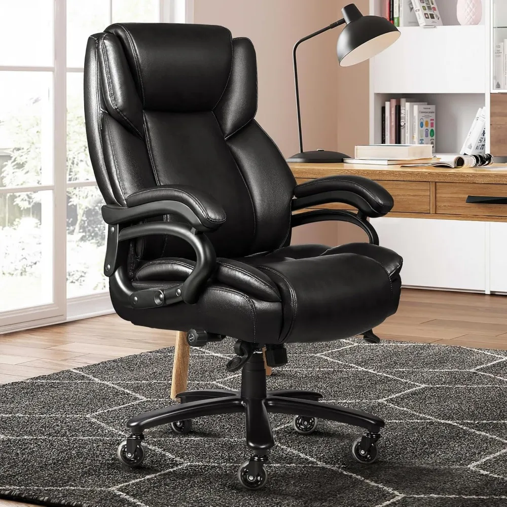 500lbs Heavy Duty Office Chair Big and Tall Office Chair with Ergonomic Lumbar Support, High Back Chair with Quiet Rubber Wheel