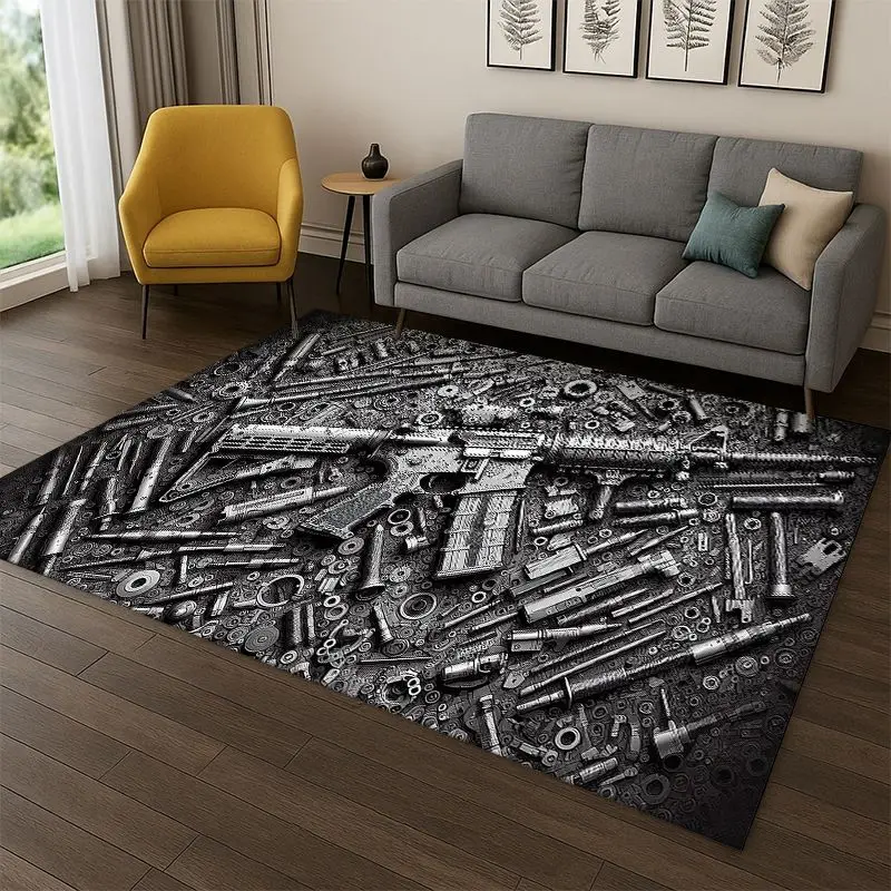 Gun Pistol Ammunition Bullet Cartridge Carpet Rug for Bedroom Living Room Sofa Playroom Doormat Home Decor,Area Rug Non-slip