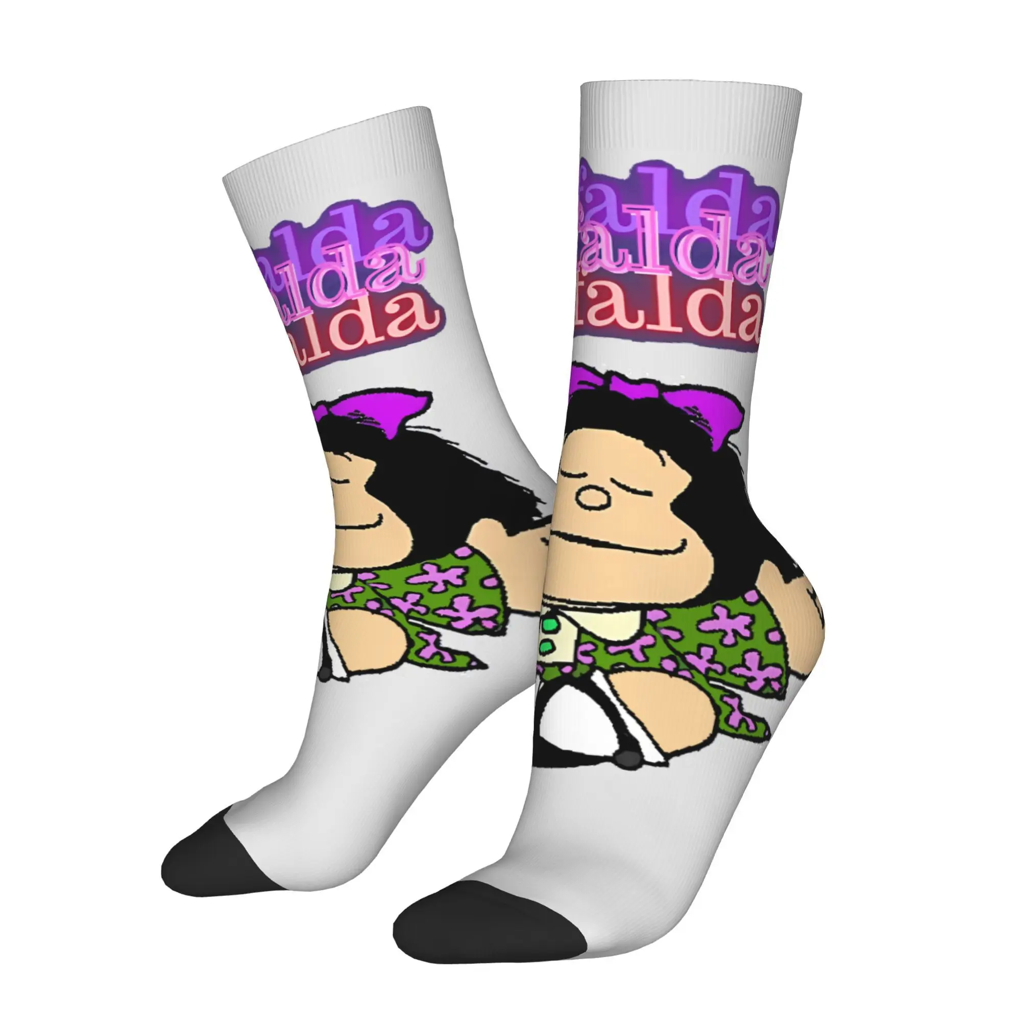 

Забавные носки для мужчин Mafalda, хип-хоп, Харадзюку, счастливый качественный узор, носки с принтом, повседневный подарок