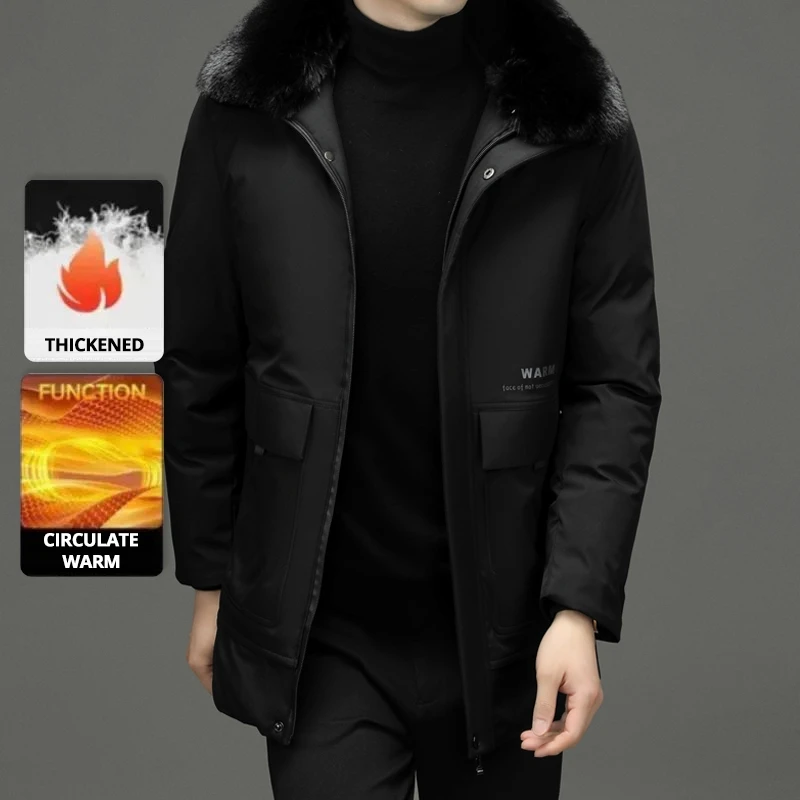 Jaket Musim Dingin Pria Terbaru, Parka Hangat Desainer Kasual Modis, Berkerah Bulu Tebal Berkualitas Tinggi, Jaket Windbreaker Pria