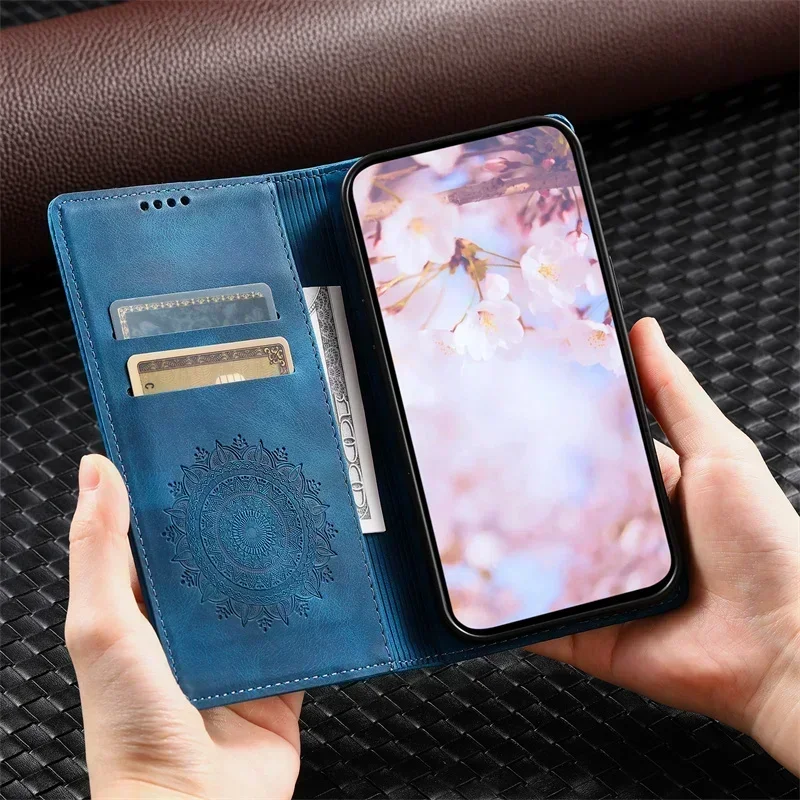 Hülle für Etui Motorola Edge 60 Pro Edge 60 Flip Case für Moto Edge 60 Fusion Cover Magnetisches Leder Totem Flower Handyhülle Funda