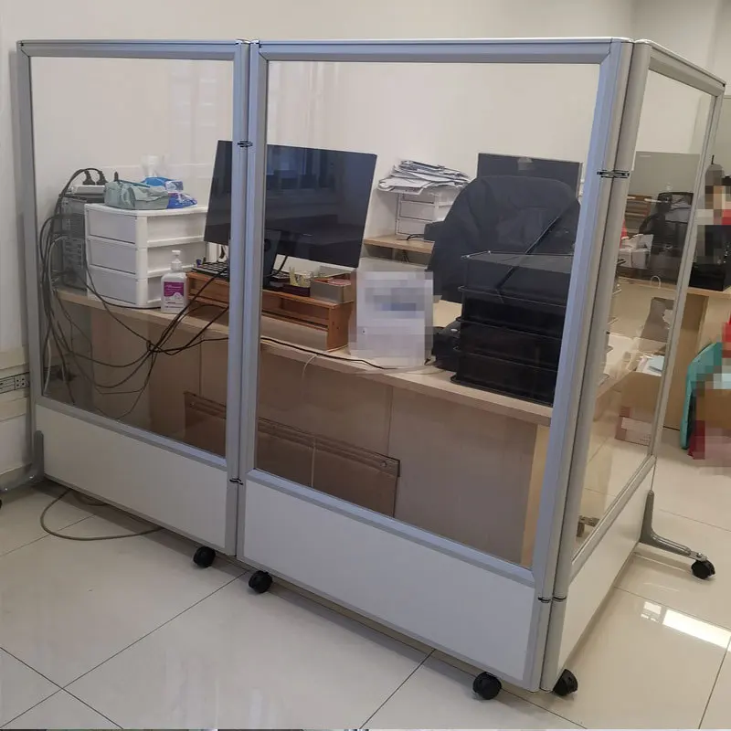 

Office mobile screen workshop movable partition wall dental medical transparent baffle foldable storage acrylic