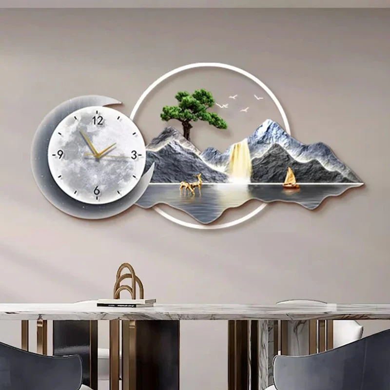 Room Wall Clocks Art Mural Luxury Digital Living Led Mechanism Interior Clock Wall Chinese Style Reloj De Pared Home Decoration