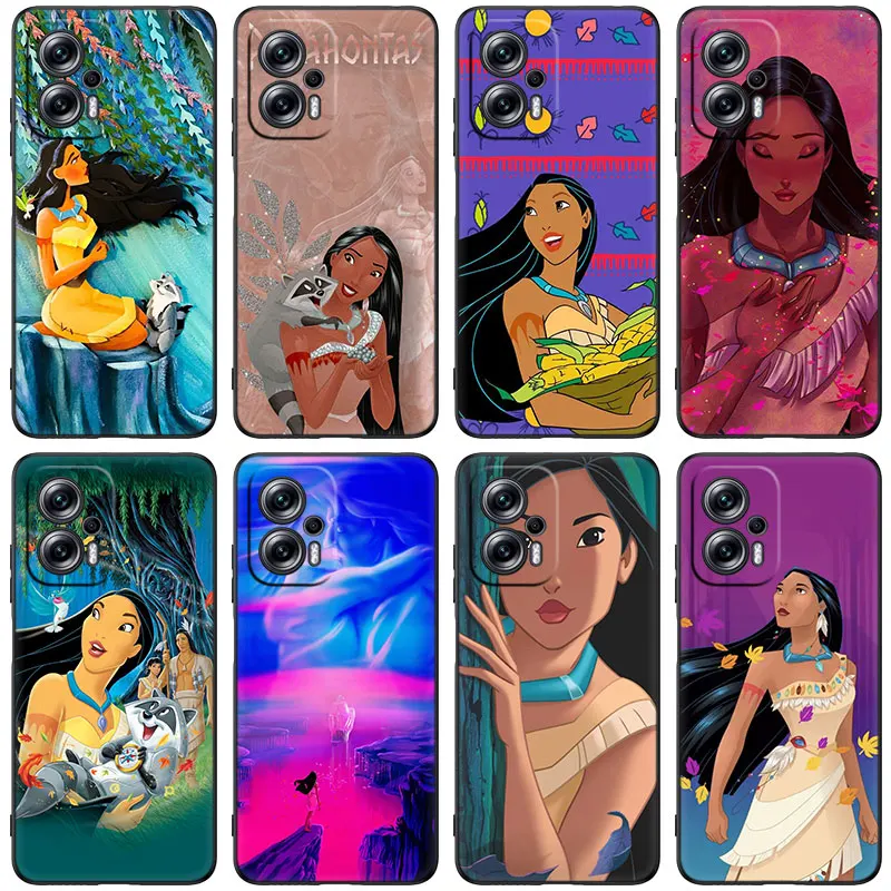 Disney Pocahontas Black Phone Case For Xiaomi Mi POCO X4 X3 NFC X2 F4 F3 GT 5G C3 C31 C40 F1 M5 M5S M4 M3 M2 F2 Pro Cover