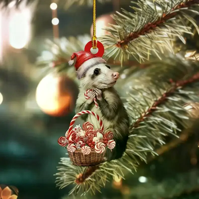 Fun Car Pendant Hanging Ornament Realistic Animal Upside-Down Opossum Rearview Mirror Hanging Decor Accessories